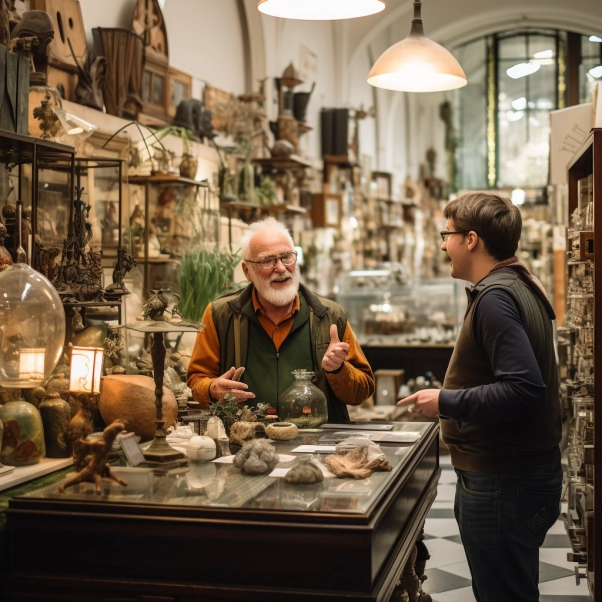 customer and seller greeting each other